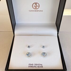 Giani Bernini Sterling Silver Earrings with Blue Crystals